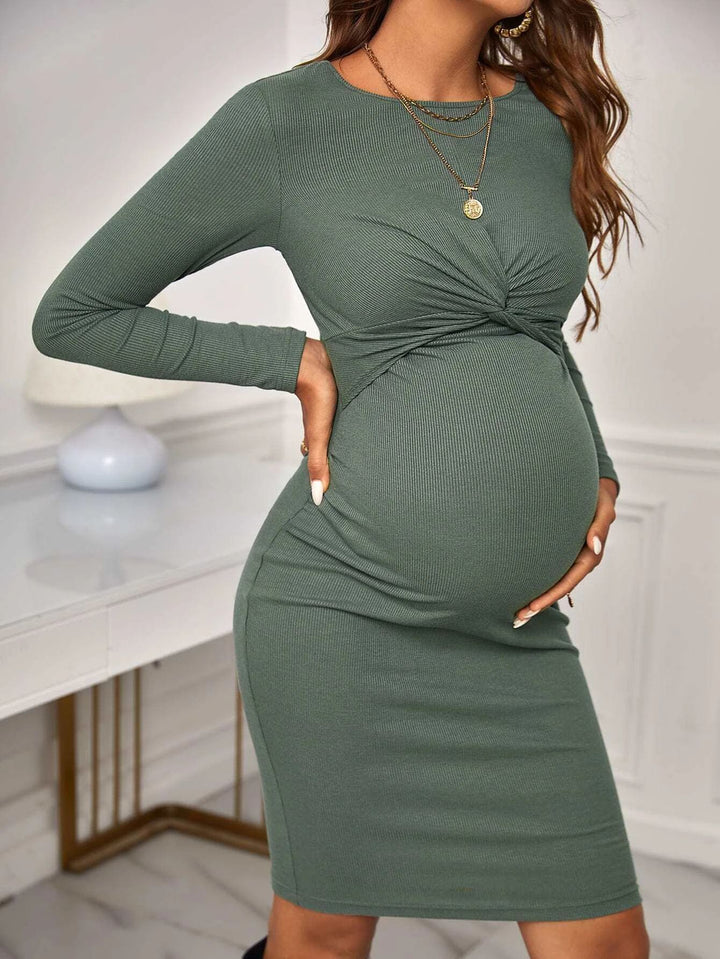 Damen Umstands-Minikleid mit elegantem Wickeldetail Drune