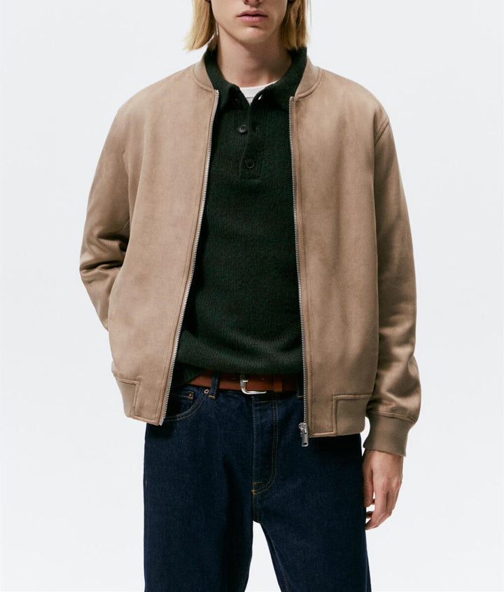 Herren Casual Elegante Sweatjacke mit Rundhalsausschnitt und seitlichen Eingrifftaschen Drune
