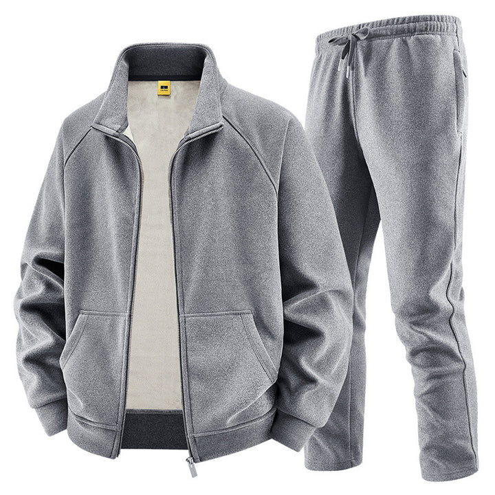 Herren Fleece-Trainingsset mit Stehkragen und Elastikbund Drune