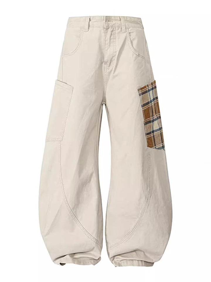 Damen Weitgeschnittene Cargo-Hose mit Karomuster Drune