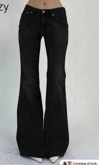 Damen Flared Jeans mit hohem Bund und leichtem Used-Look Drune