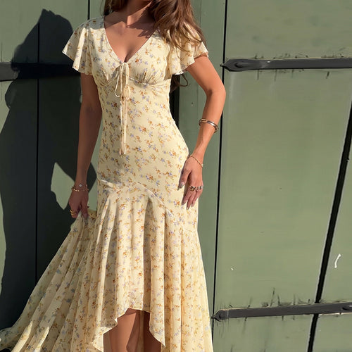 Damen Maxikleid mit floralem Design und raffinierten Cut-Outs Drune