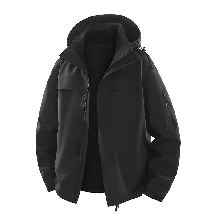 Herren Urbaner Softshell-Outdoorblouson mit Kapuze, verdecktem Reißverschluss und Mehrfach-Taschen Drune