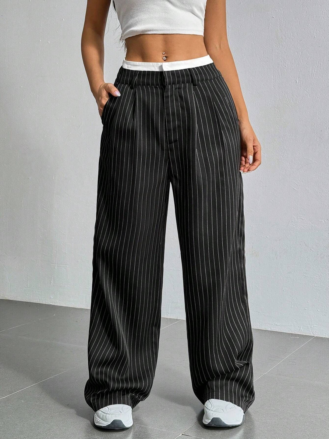 Damen klassische Hochwasserhose mit schrägen Taschen Drune