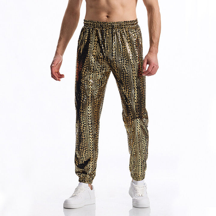 Herren Tapered Jogginghose mit elastischem Bund, Kordelzug und metallischem Kreisprint Drune