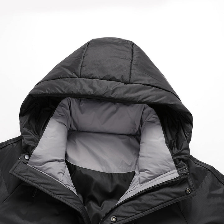 Herren Wattierte Kapuzenjacke mit Thermoisolierung und Stehkragen Drune