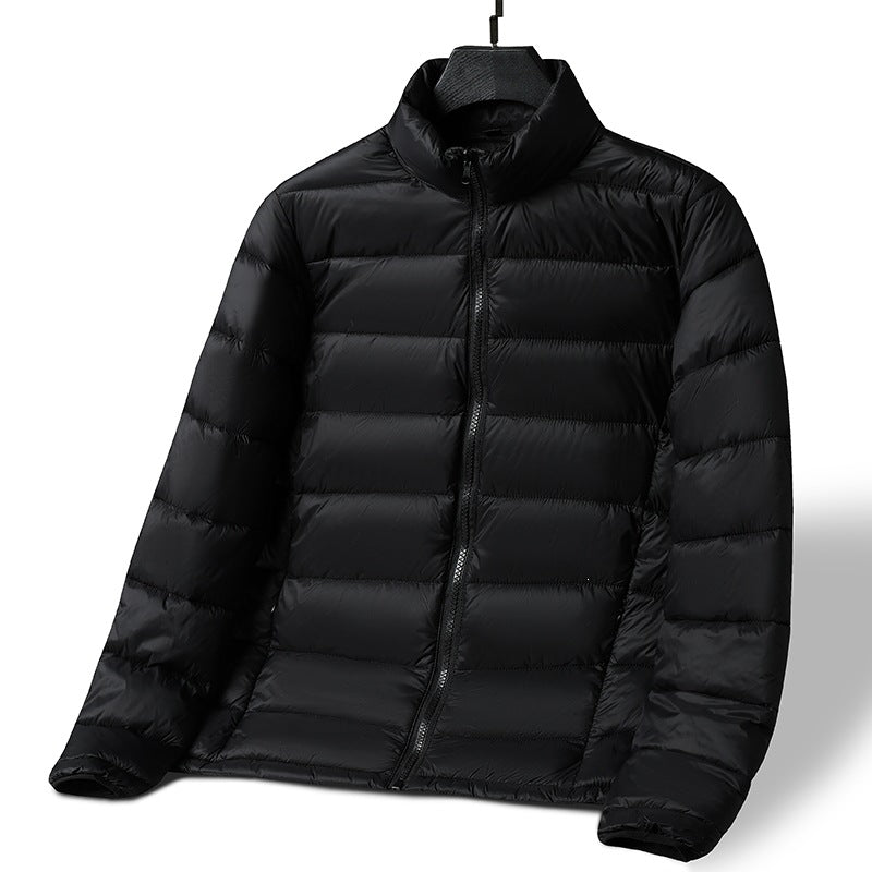 Herren Leichte ultrawarme packbare Steppjacke mit horizontaler Steppung, hohem Stehkragen und Zwei-Wege-Reißverschluss Drune