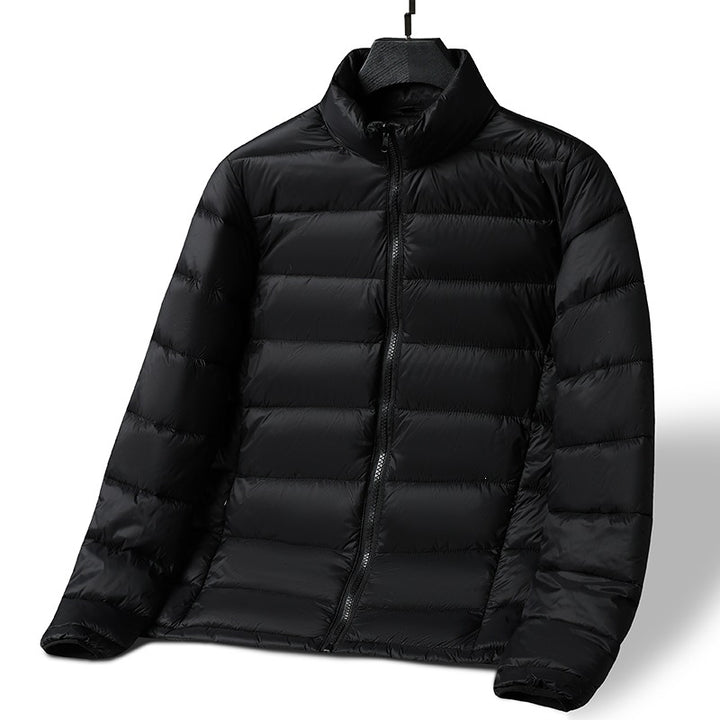 Herren Leichte ultrawarme packbare Steppjacke mit horizontaler Steppung, hohem Stehkragen und Zwei-Wege-Reißverschluss Drune