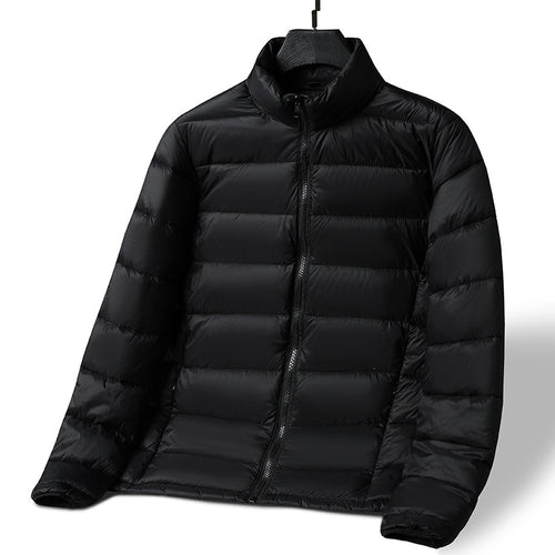 Herren Leichte ultrawarme packbare Steppjacke mit horizontaler Steppung, hohem Stehkragen und Zwei-Wege-Reißverschluss Drune