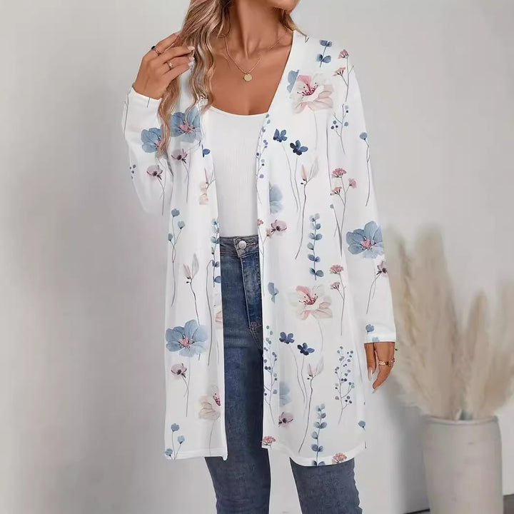 Damen Blütenmotiv Cardigan mit weitem Schnitt Drune
