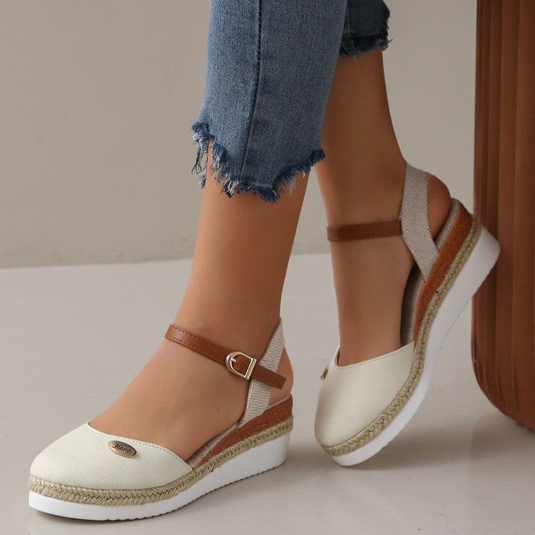 Damen Wedge-Sandalen mit geflochtenem Riemendesign und komfortablem Fußbett Drune