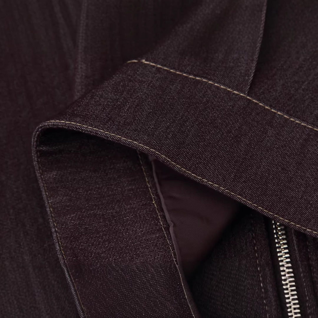 Damen Kurze Boxy-Jeansjacke mit durchgehendem Reißverschluss und aufgesetzten Klappentaschen Drune