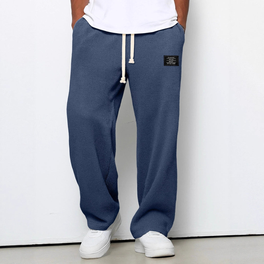 Herren nan lässige Waffelstruktur Lounge-Hose mit Kordelzug, elastischem Bund und weiter Passform Drune