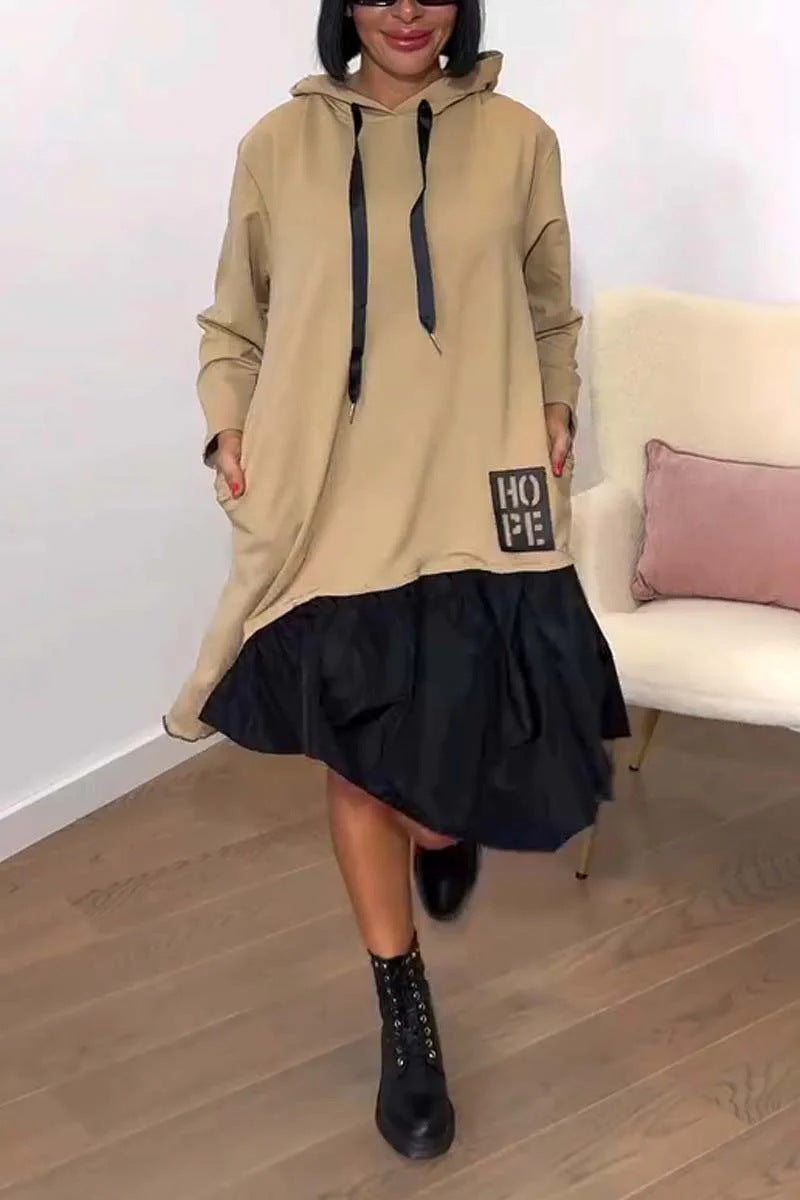 Damen Hoodie-Kleid mit voluminösem Rock und praktischen Taschen Drune