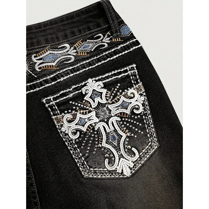 Damen Bootcut Jeans mit kunstvoller Stickerei Drune