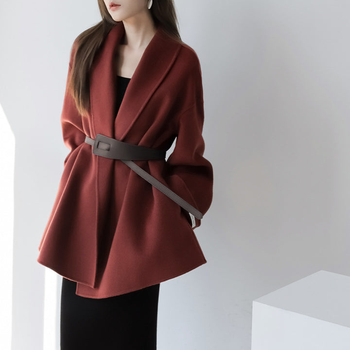 Damen Modischer und eleganter Mantel mit Gürtel Drune