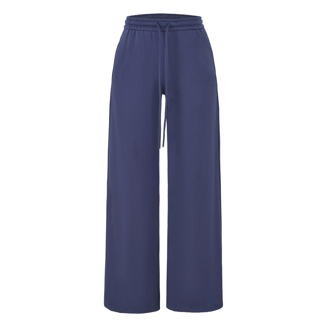 Damen Weite Lounge-Hose mit hohem elastischen Bund und Kordelzug Drune