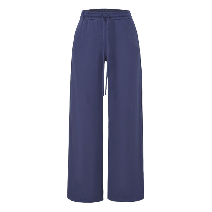 Damen Weite Lounge-Hose mit hohem elastischen Bund und Kordelzug Drune