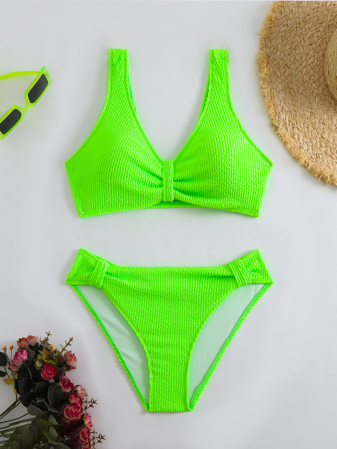 Damen Zweiteiliger Bikini mit verspieltem Wellenmuster Drune