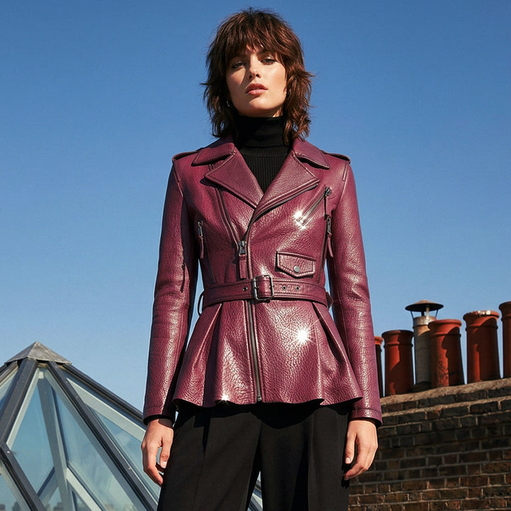 Damen Trendige Lederjacke Drune
