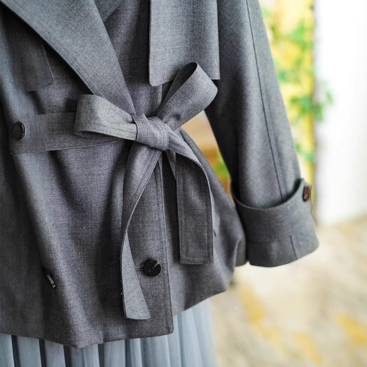 Damen Modischer Trenchcoat mit Taillengürtel Drune
