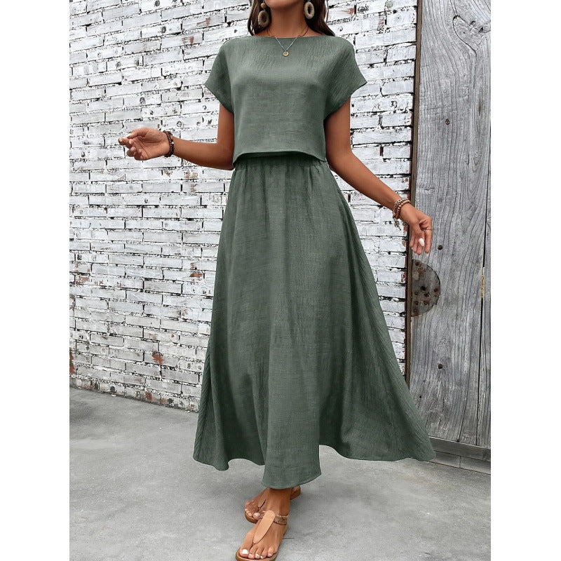 Damen Maxikleid mit tailliertem Oberteil und fließendem Rock Drune