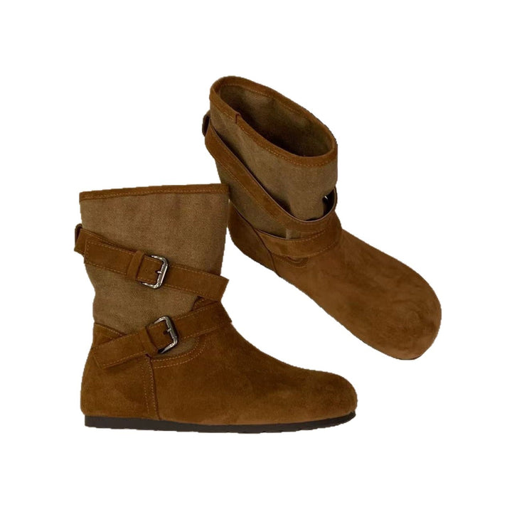 Damen Komfortable Stiefeletten mit dekorativen Riemen Drune