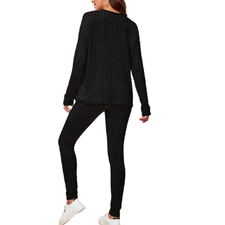 Damen lässiges Strick-Crop-Set mit weitem Schnitt Drune