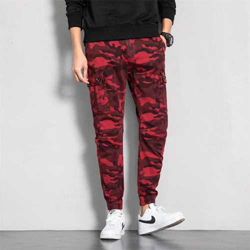 Herren Camouflage-Cargo-Jogginghose im tapered Schnitt mit elastischem Bund, Utility‑Taschen & gerippten Knöchelbündchen Drune
