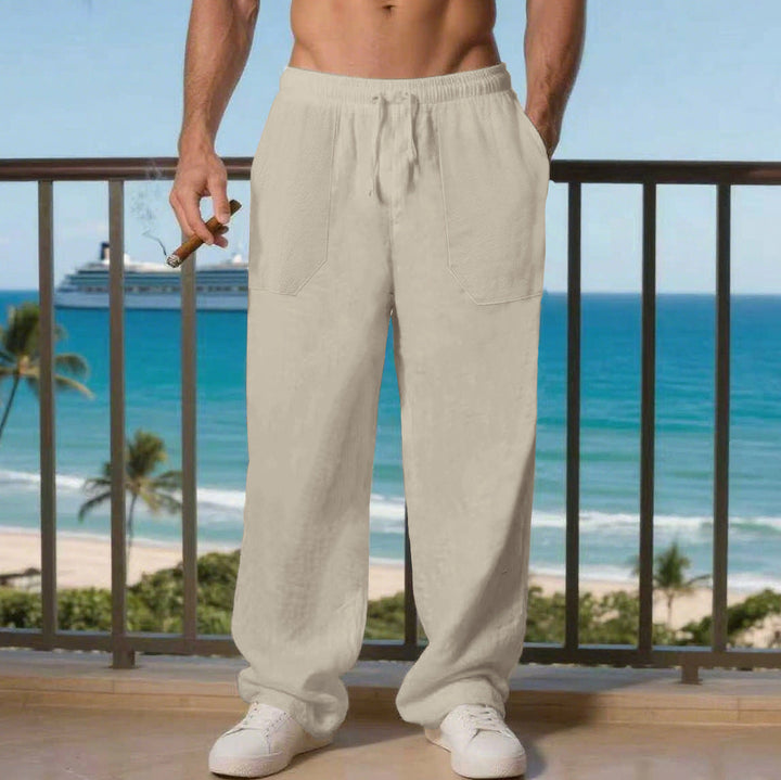 Herren Bequeme Strandhose mit seitlichen Taschen und elastischem Bund Drune