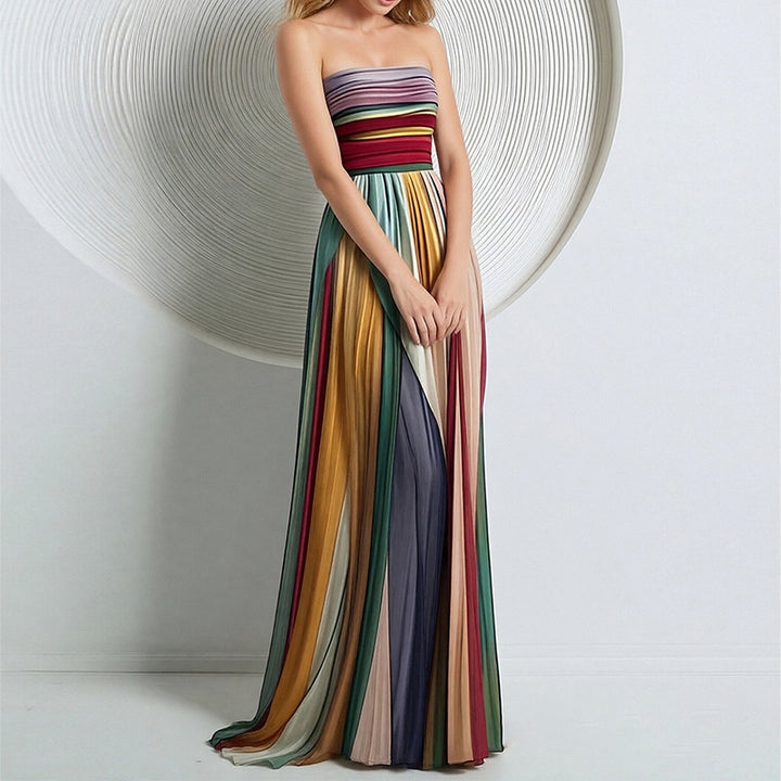 Damen Maxikleid mit fließendem Schnitt und raffinierten Farbverläufen Drune
