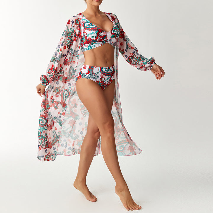 Damen Bikiniset mit transparentem Strandüberwurf Drune