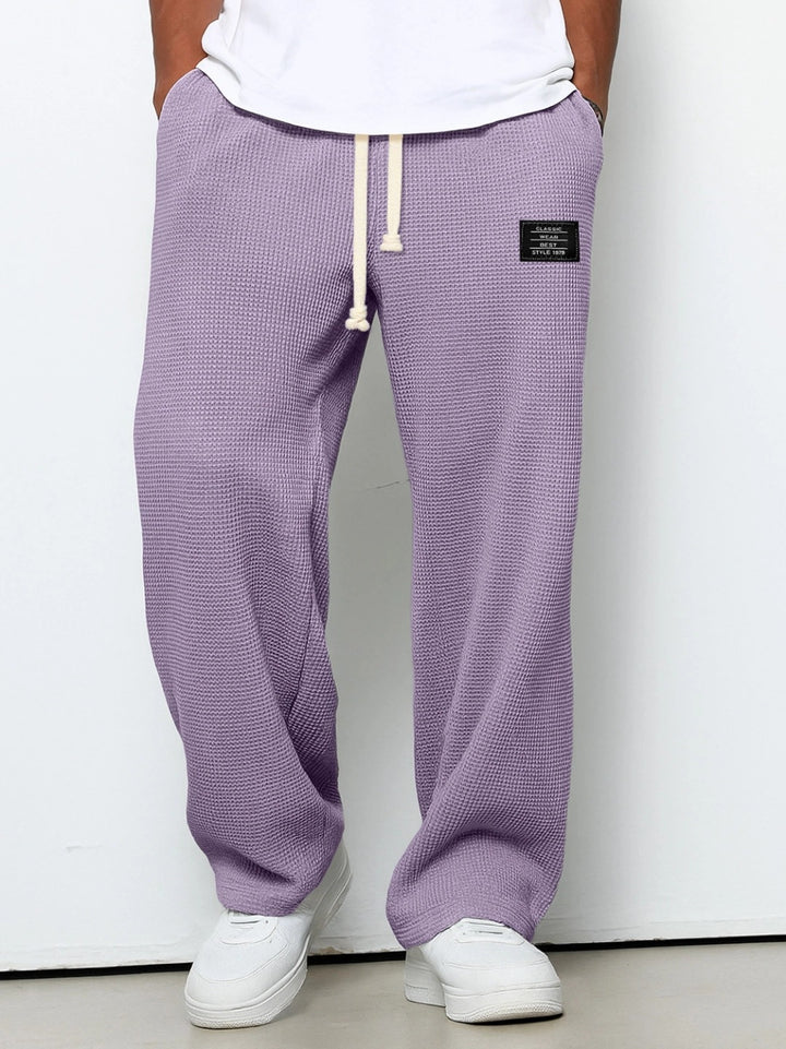 Herren nan lässige Waffelstrick Loungehose mit Kordelzug und geradem Schnitt Drune