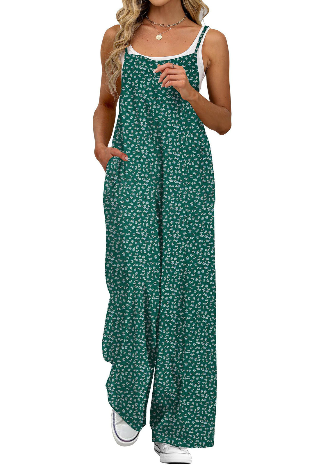 Damen Lässiger Jumpsuit mit floralen Mustern und praktischen Taschen Drune