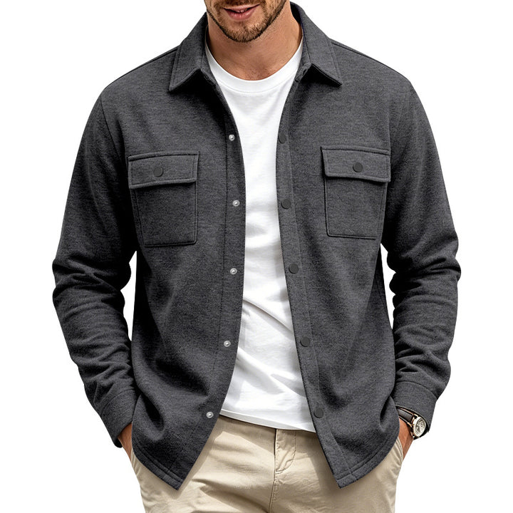 Herren Overshirt-Jacke mit Druckknopfleiste und aufgesetzten Brusttaschen Drune