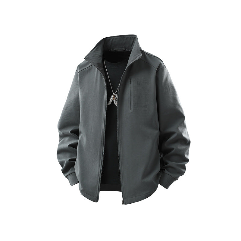 Herren Technische Softshell-Trainingsjacke mit Stehkragen, Brustreißverschluss und atmungsaktiver Struktur Drune