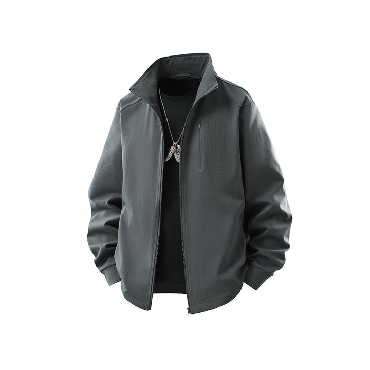 Herren Technische Softshell-Trainingsjacke mit Stehkragen, Brustreißverschluss und atmungsaktiver Struktur Drune