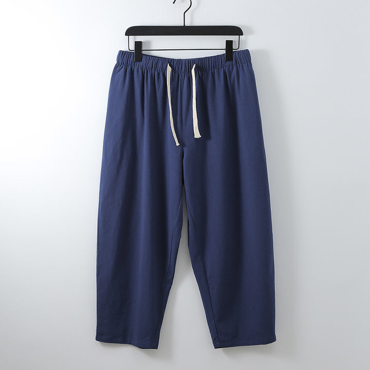 Unisex Leichte Baumwoll-Leinen Freizeithose mit elastischem Bund und Tunnelzug Drune
