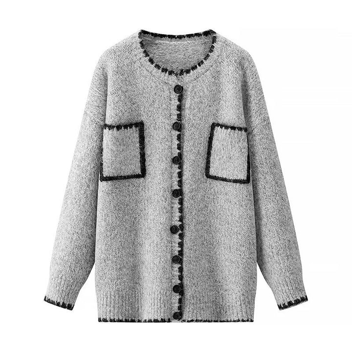 Damen Strickjacke mit aufgesetzten Taschen und kontrastierenden Details Drune