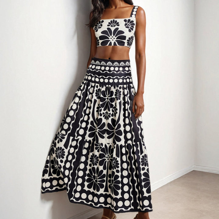 Damen Zweiteiliges Set mit Crop-Top und Maxirock Drune