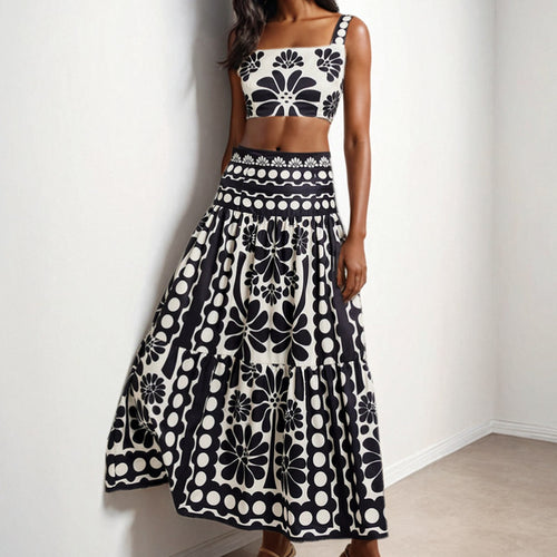 Damen Zweiteiliges Set mit Crop-Top und Maxirock Drune