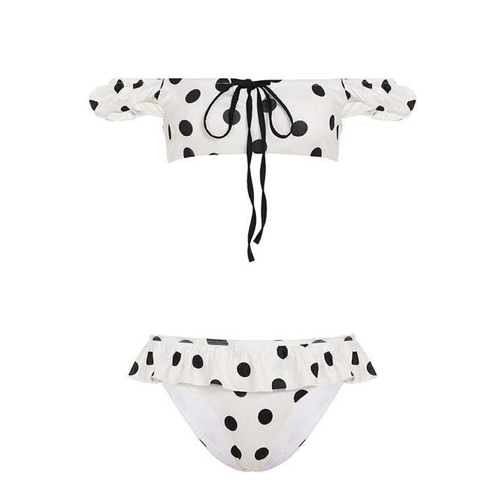 Damen-Bikini-Set mit verspieltem Rüschendesign und Punkten Drune