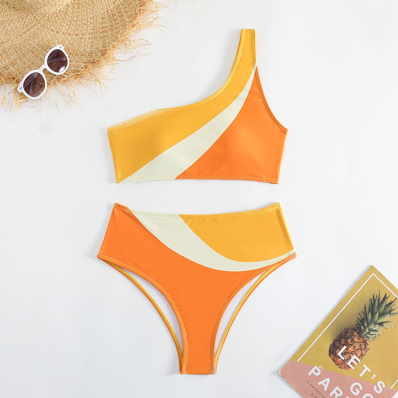 Damen Einseitige Bikini-Set mit modischem Farbverlauf Drune