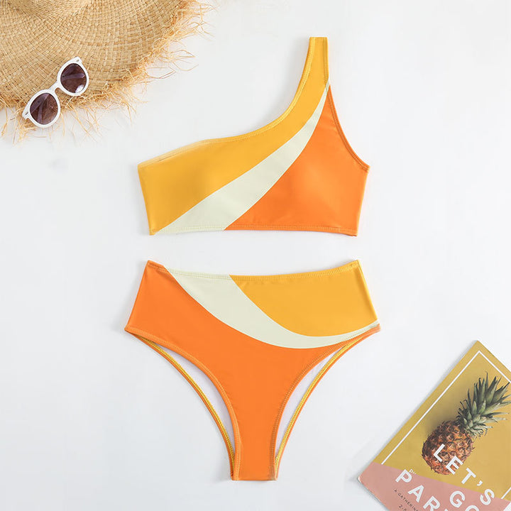 Damen Einseitige Bikini-Set mit modischem Farbverlauf Drune