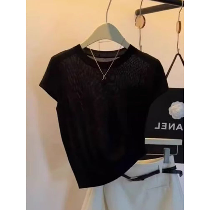 Damen lässiges Kurzarm-Strickshirt Drune