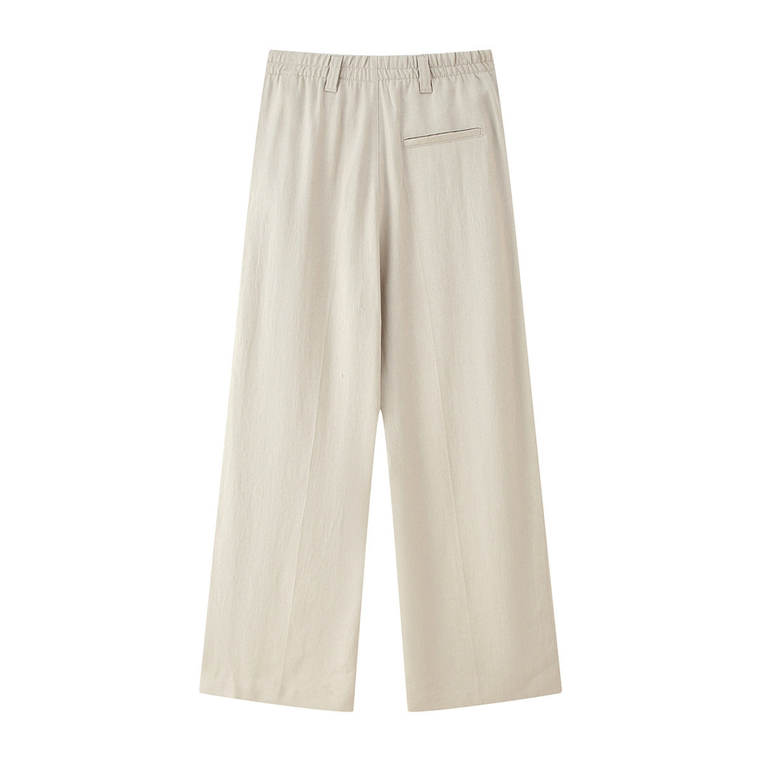 Damen elegante weite Anzughose mit Faltenwurf und hohem Bund Drune