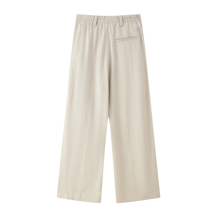 Damen elegante weite Anzughose mit Faltenwurf und hohem Bund Drune