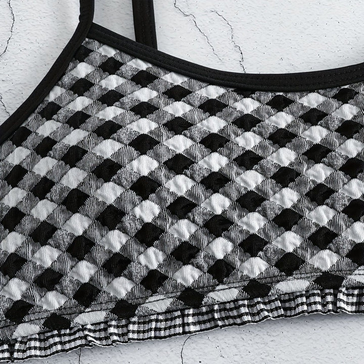 Damen lässiger Crop-Top Bikini Drune