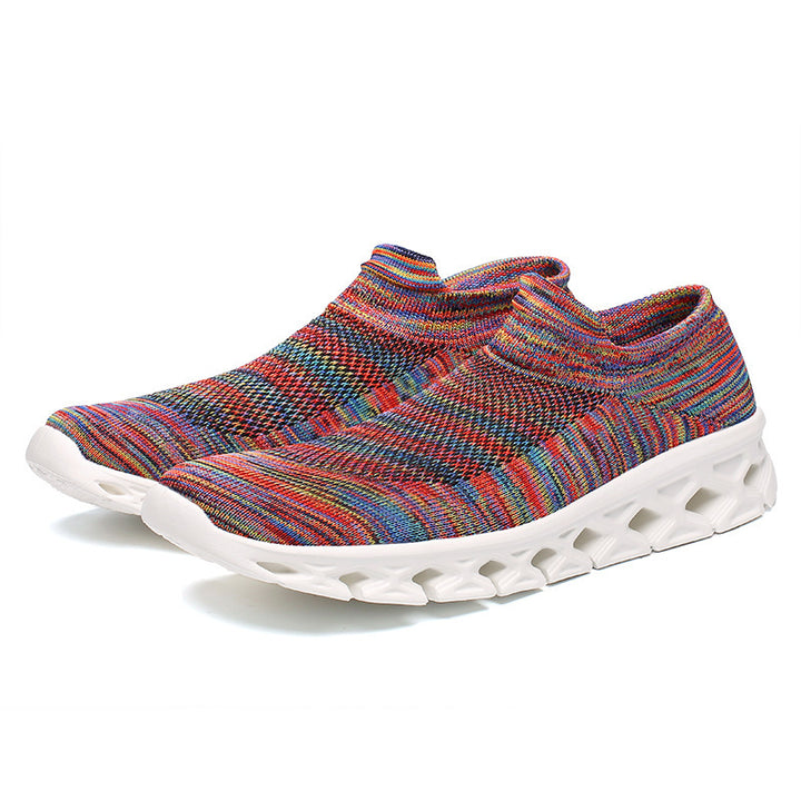 Unisex Leichter Slip-On Strick-Freizeitschuh mit wabenförmiger Hohlkammer-Sohle Drune