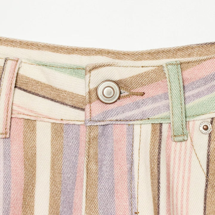 Damen Weite High-Waist-Jeans mit Längsstreifenmuster Drune